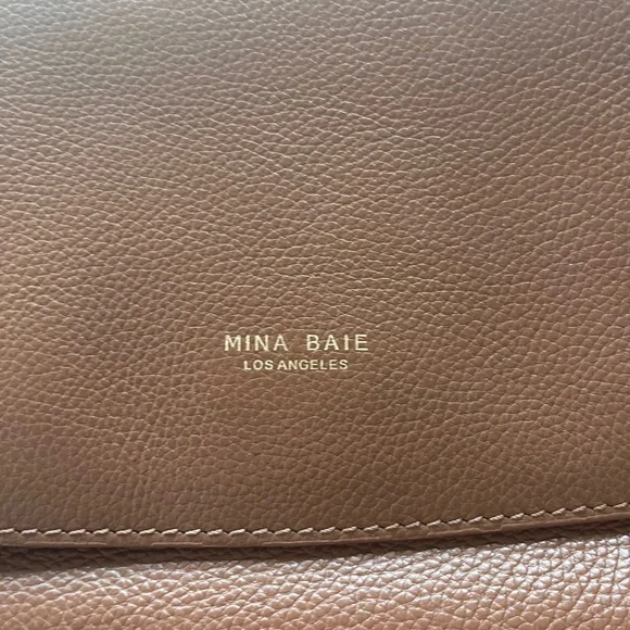 Mina Baie Leather Mini Kinney Diaper Backpack Dark Tan - Picture 7 of 7